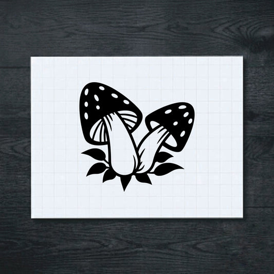 Black Toadstool Mushroom Pair vinyl sticker