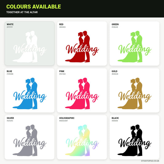 Vinyl colour options for a bride and groom silhouette vinyl sticker