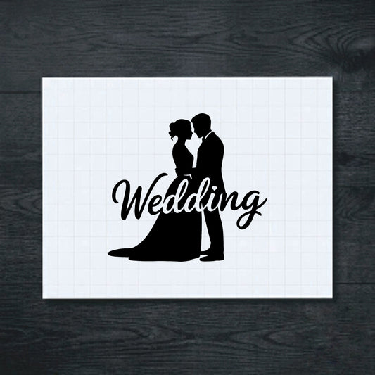 Black bride and groom silhouette vinyl sticker
