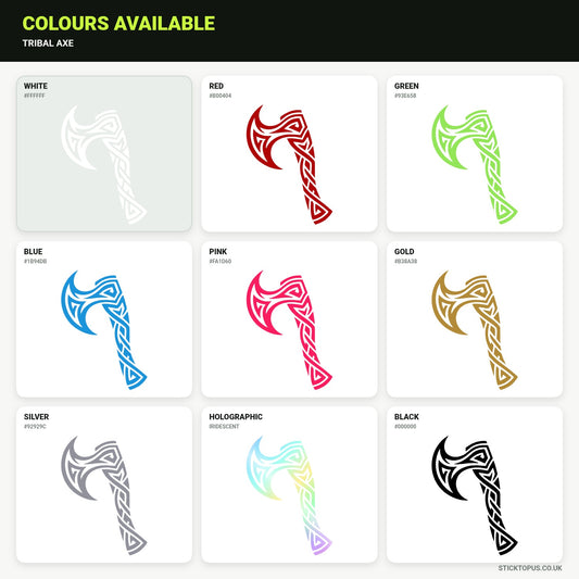 Vinyl colour options for Tribal Axe vinyl sticker