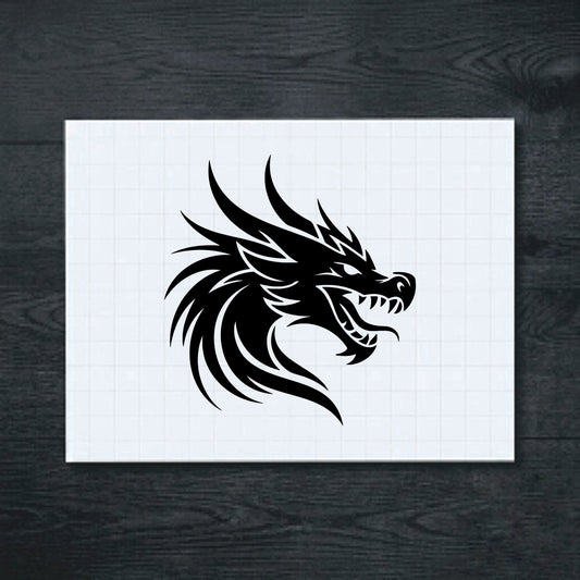 Black Tribal Dragon Head vinyl sticker