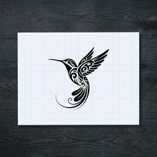 Black tribal hummingbird vinyl sticker