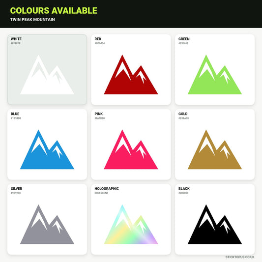 Vinyl colour options for Twin Peak Mountain vinyl sticker