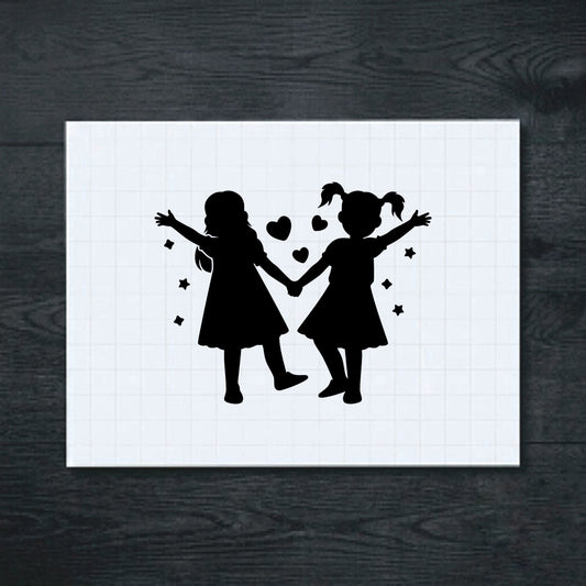 Black two girls holding hands sticker