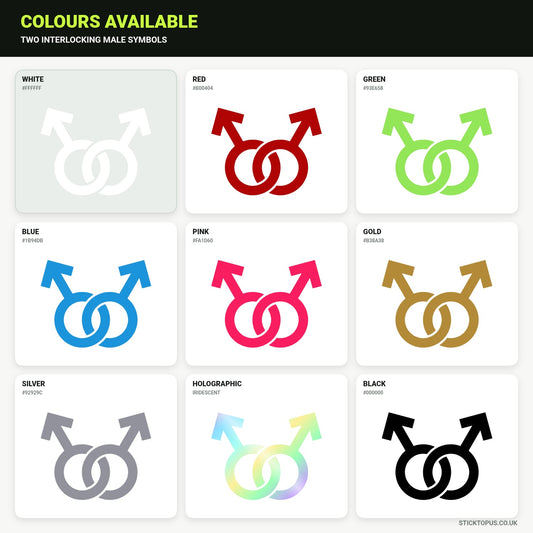 Vinyl colour options for two interlocking male symbols vinyl sticker
