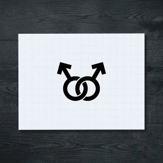 Black two interlocking male symbols vinyl sticker