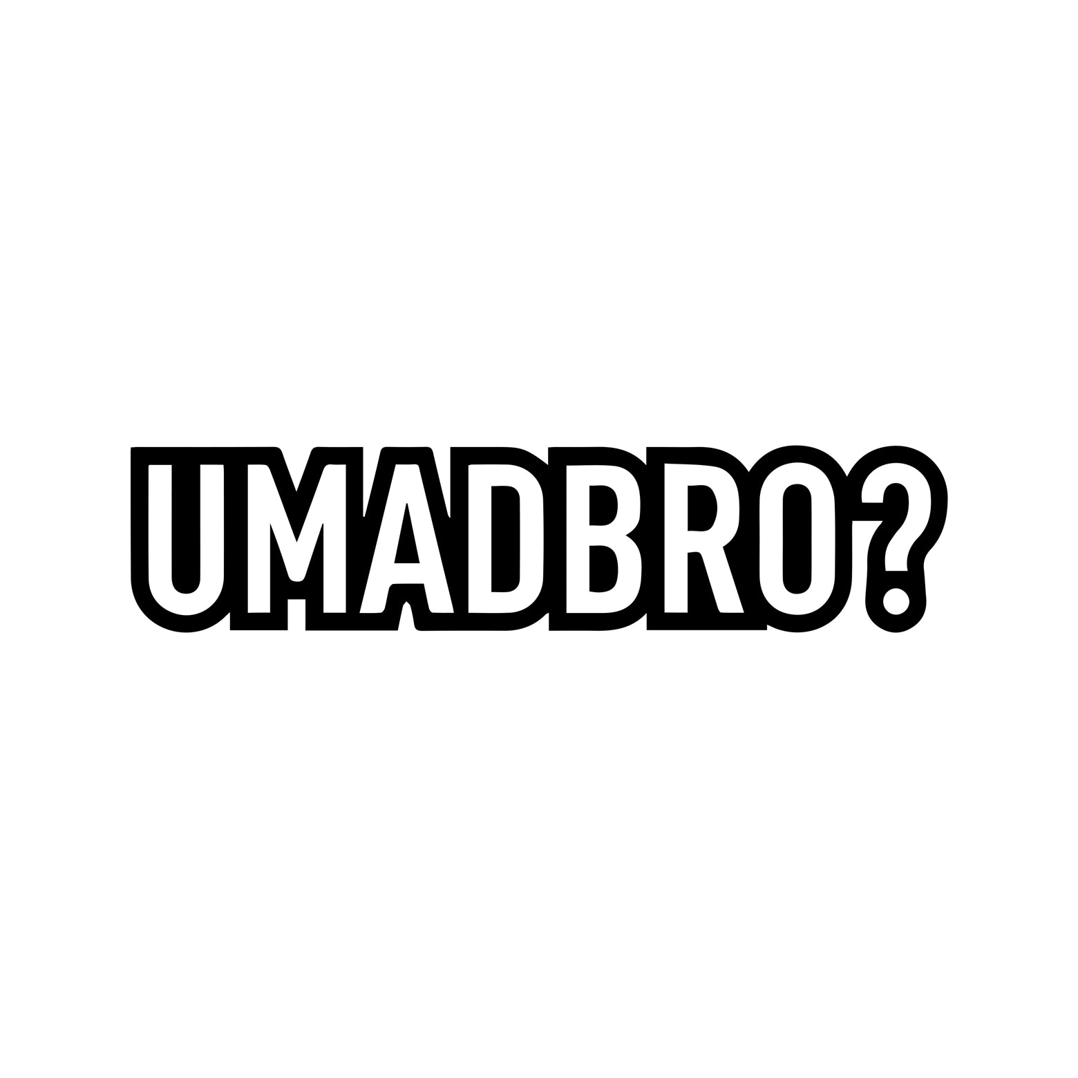 Black U Mad Bro vinyl sticker design on a white background.