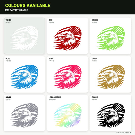 Vinyl colour options for USA Patriotic Eagle vinyl sticker
