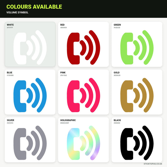 Vinyl colour options for Volume Symbol Vinyl Sticker