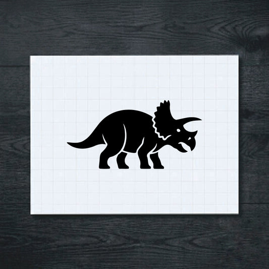 Black walking triceratops vinyl sticker