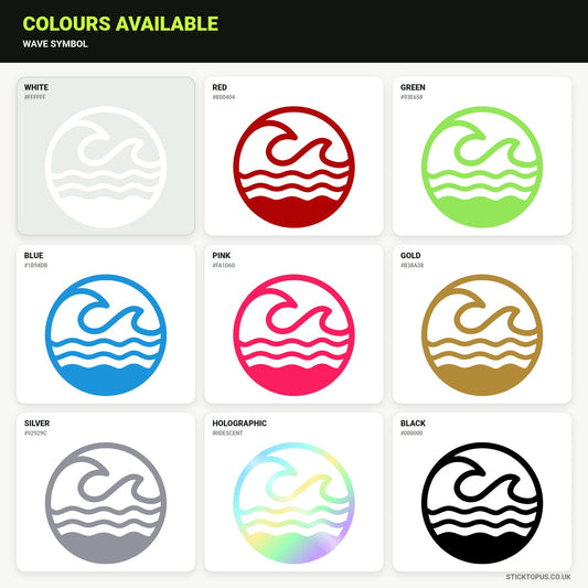 Vinyl colour options for Wave Symbol vinyl sticker
