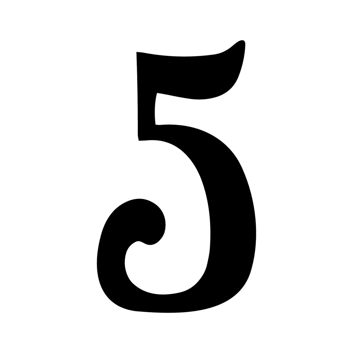 Wheelie Bin Number '5' Sticker – BOHO Style – Pack of 4 – black sticker design on white background