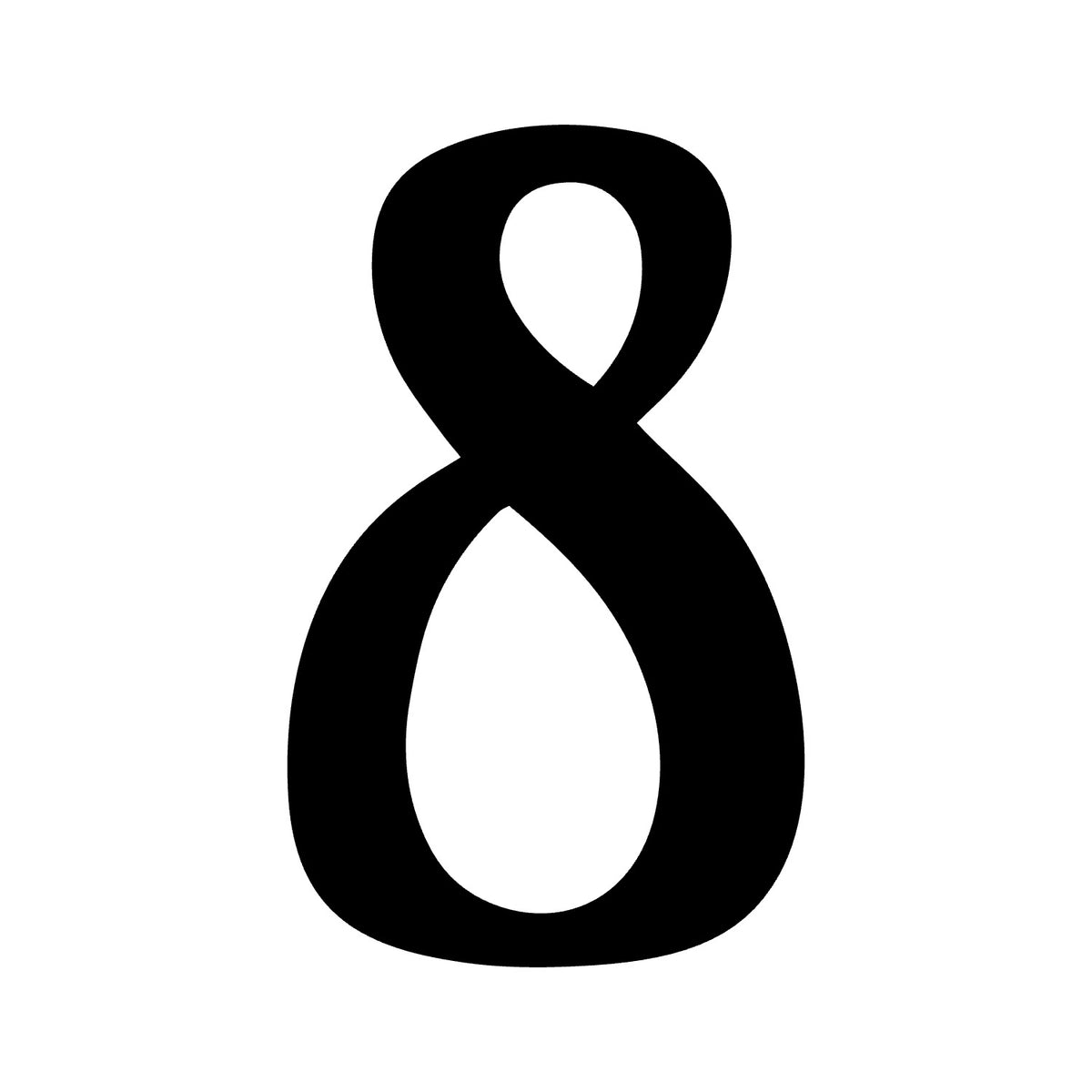 Wheelie Bin Number '8' Sticker – BOHO Style – Pack of 4 – black sticker design on white background