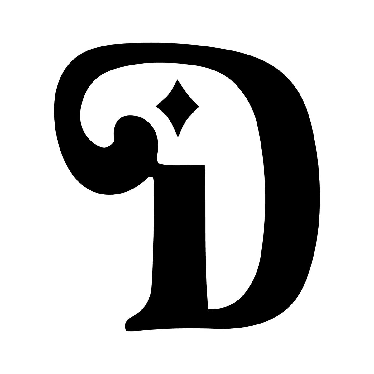 Wheelie Bin Letter 'D' Sticker – BOHO Style – Pack of 4 – black sticker design on white background