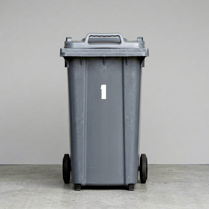Wheelie Bin Number '1' Sticker – NOUGAT Style – Pack of 4 – White vinyl house number on black wheelie bin