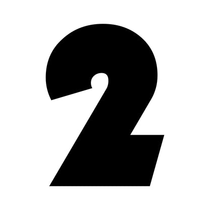 Wheelie Bin Number '2' Sticker – NOUGAT Style – Pack of 4 – black sticker design on white background