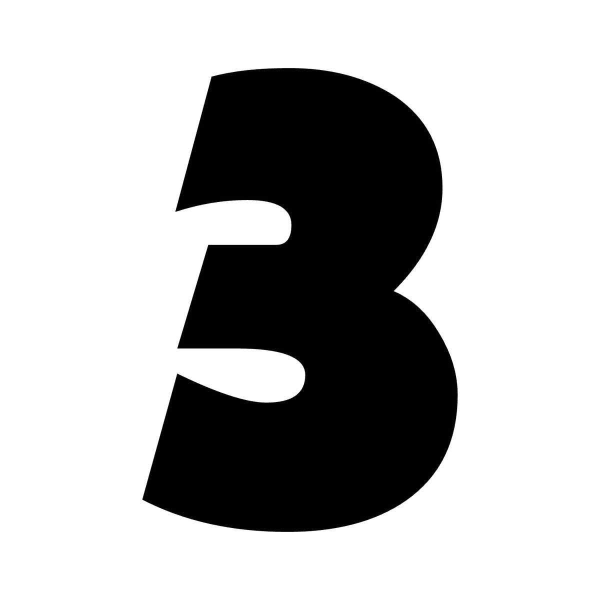 Wheelie Bin Number '3' Sticker – NOUGAT Style – Pack of 4 – black sticker design on white background