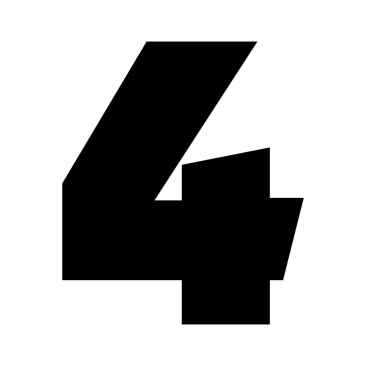 Wheelie Bin Number '4' Sticker – NOUGAT Style – Pack of 4 – black sticker design on white background