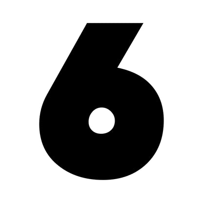 Wheelie Bin Number '6' Sticker – NOUGAT Style – Pack of 4 – black sticker design on white background
