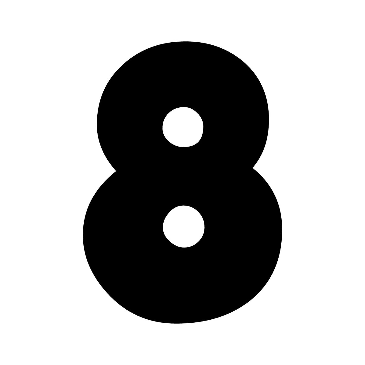 Wheelie Bin Number '8' Sticker – NOUGAT Style – Pack of 4 – black sticker design on white background
