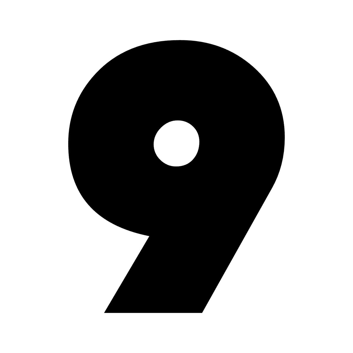 Wheelie Bin Number '9' Sticker – NOUGAT Style – Pack of 4 – black sticker design on white background