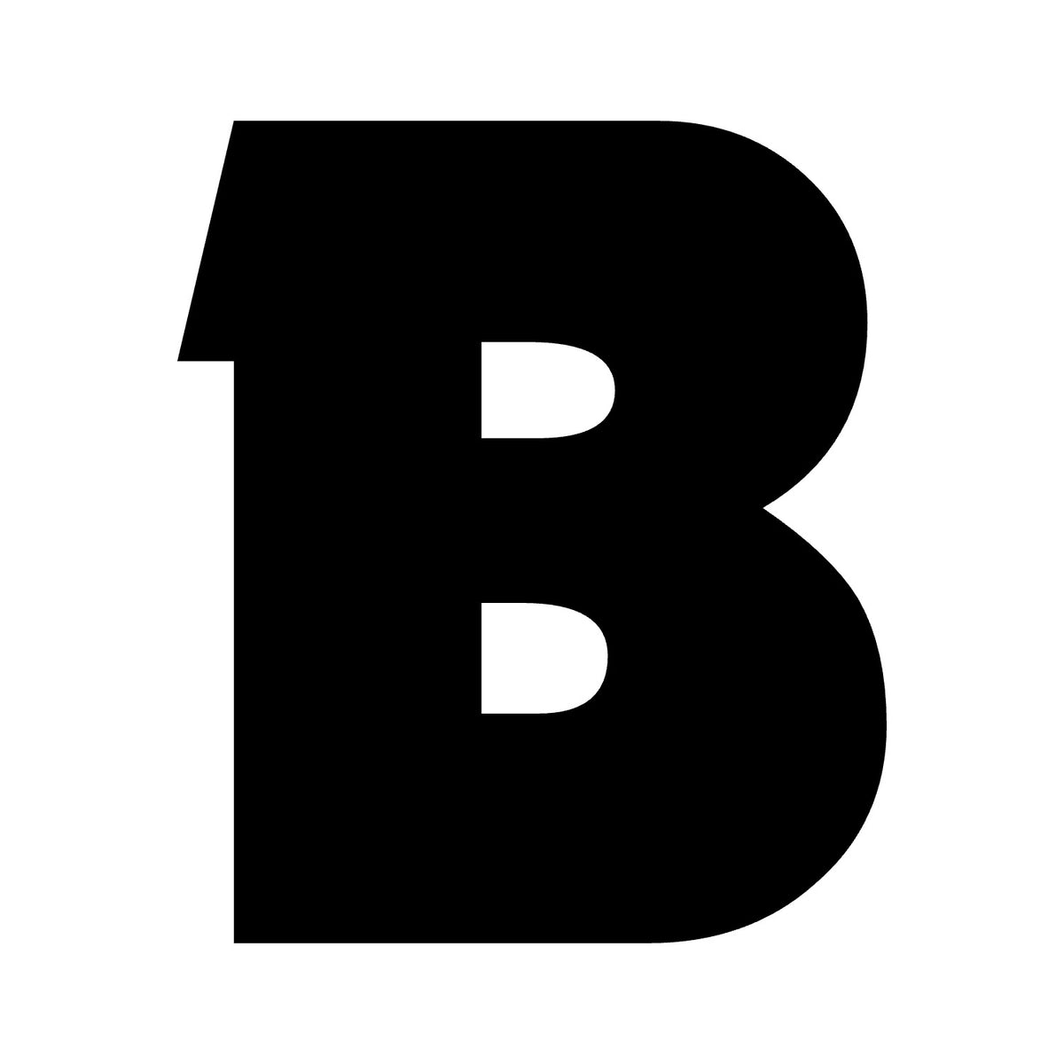 Wheelie Bin Letter 'B' Sticker – NOUGAT Style – Pack of 4 – black sticker design on white background
