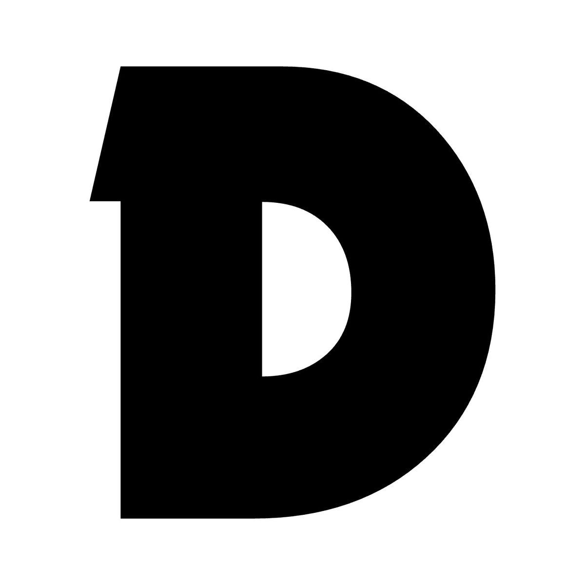 Wheelie Bin Letter 'D' Sticker – NOUGAT Style – Pack of 4 – black sticker design on white background