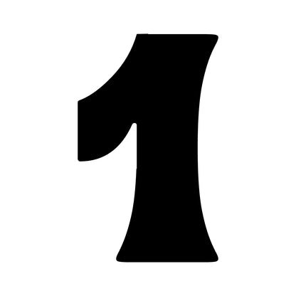 Wheelie Bin Number '1' Sticker – MOON Style – Pack of 4 – black sticker design on white background