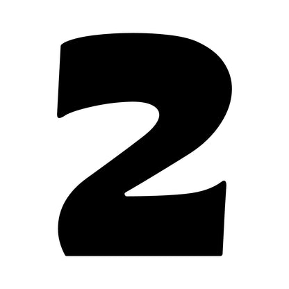 Wheelie Bin Number '2' Sticker – MOON Style – Pack of 4 – black sticker design on white background