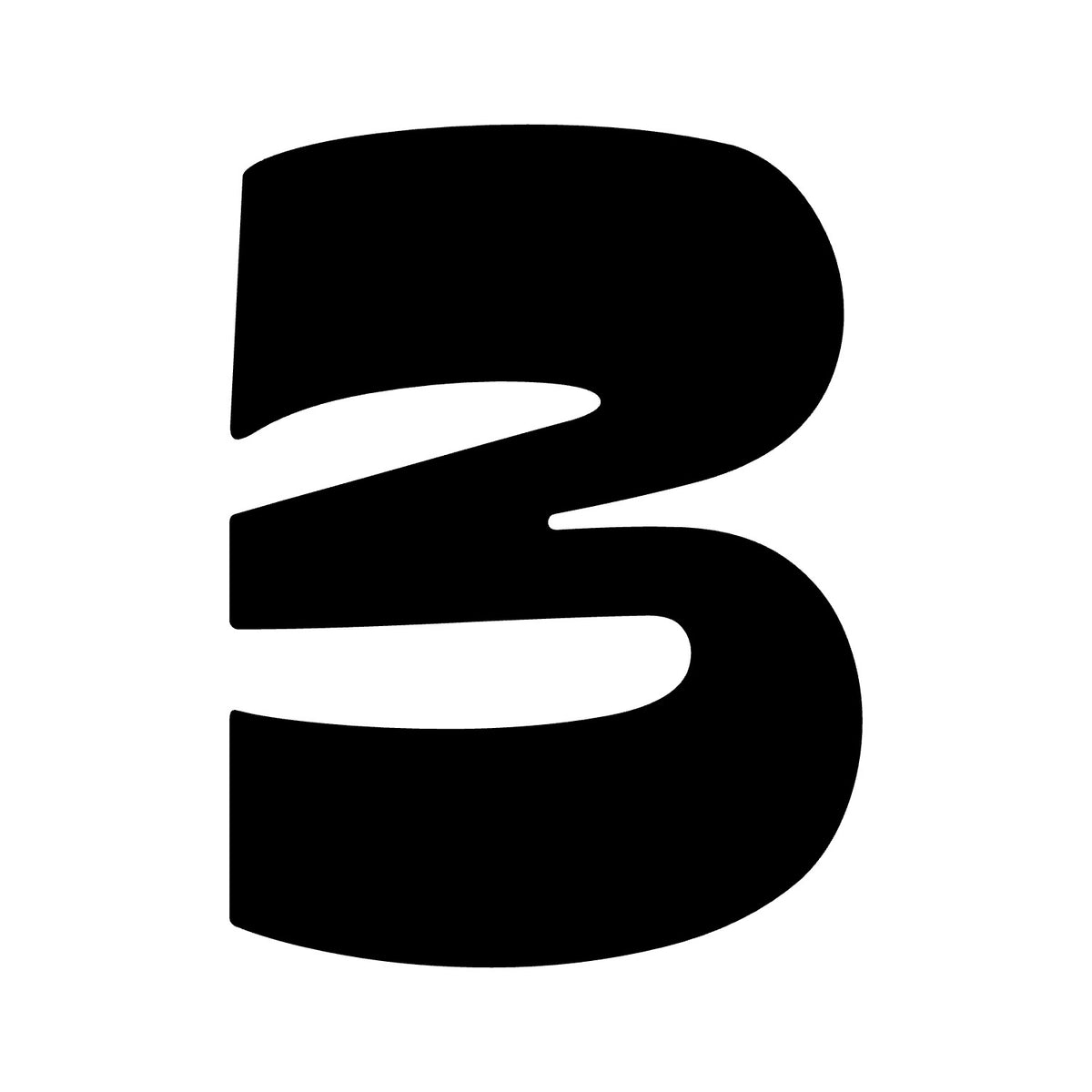 Wheelie Bin Number '3' Sticker – MOON Style – Pack of 4 – black sticker design on white background