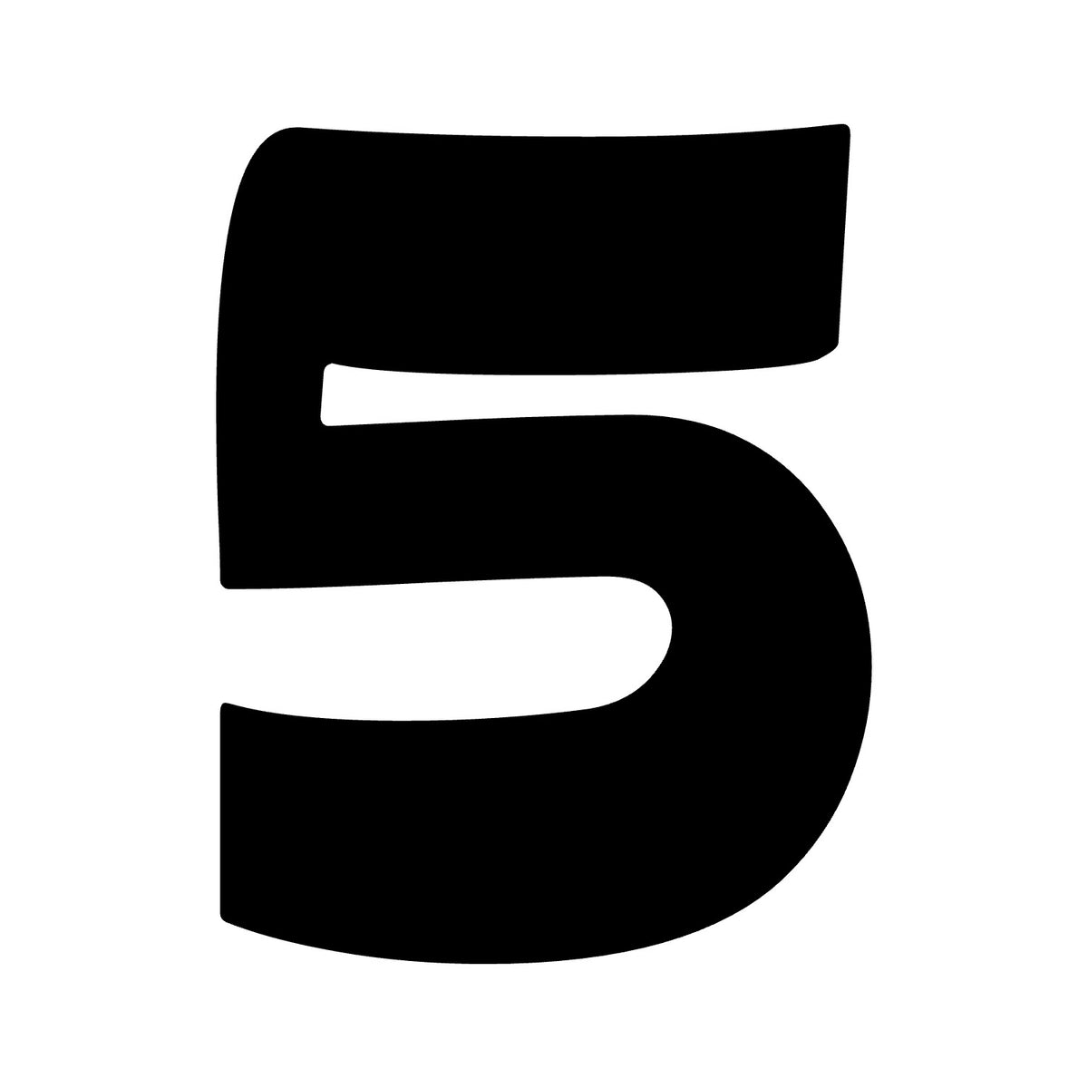 Wheelie Bin Number '5' Sticker – MOON Style – Pack of 4 – black sticker design on white background