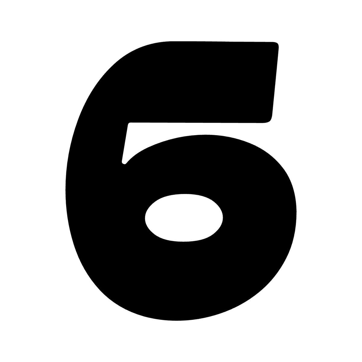 Wheelie Bin Number '6' Sticker – MOON Style – Pack of 4 – black sticker design on white background