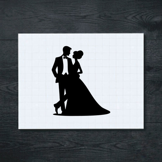 Black Wedding Couple Silhouette vinyl sticker