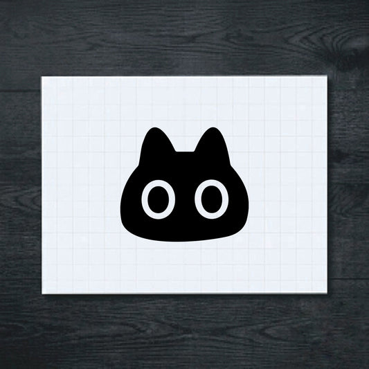 Black wide-eyed cat face vinyl sticker