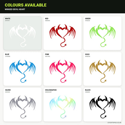 Vinyl colour options for Winged devil heart vinyl sticker