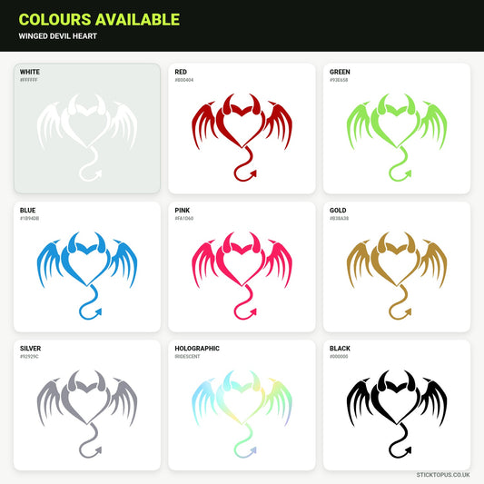 Vinyl colour options for Winged devil heart vinyl sticker