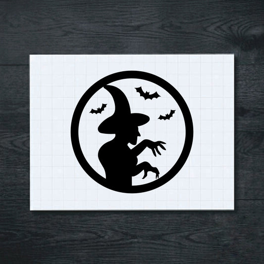 Black Witch and Bats vinyl sticker