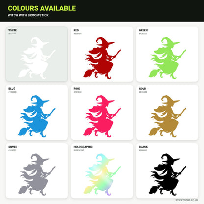 Vinyl colour options for Witch with Broomstick vinyl sticker