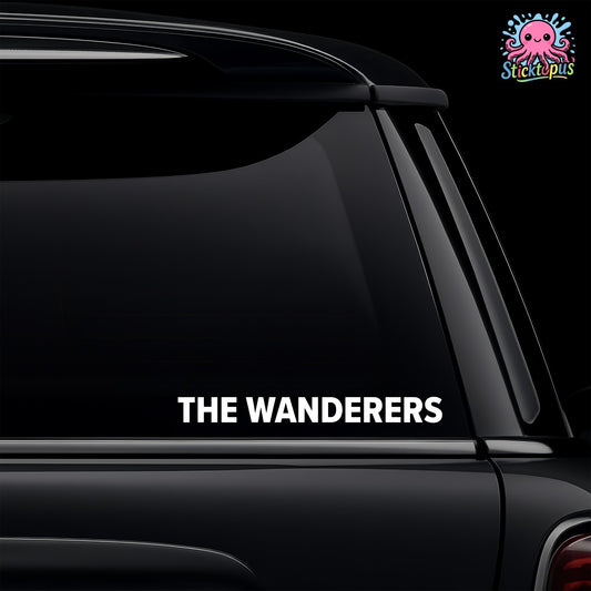 Car window with 'The Wanderers' decal and Sticktopus logo.