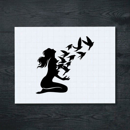 Black Woman Releasing Birds vinyl sticker