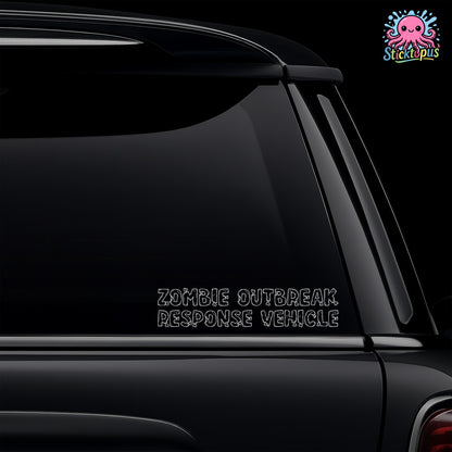 Black car with 'Zombie Outbreak Response Vehicle' decal on a black background